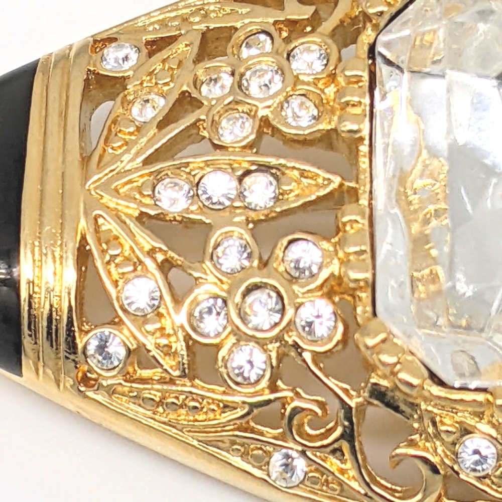 TOVA Gold Tone Rhinestone Brooch - Picture 3 of 5